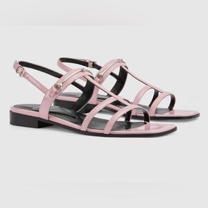 Gucci Divine Horsebit-detailed Leather Slingback Sandals in Dolly Pink